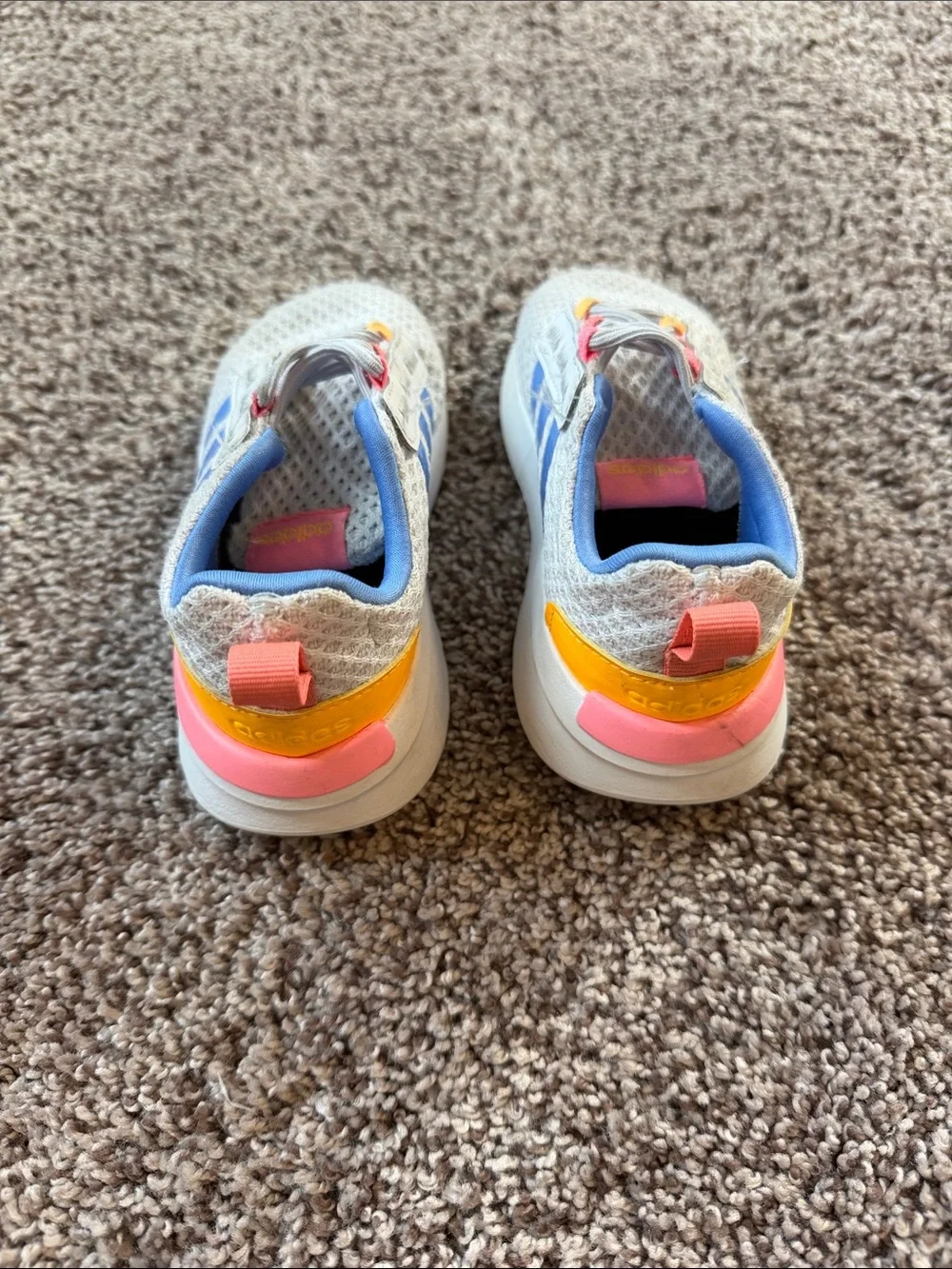 adidas Kids Sneakers - Light Gray with Blue & Pink Accents